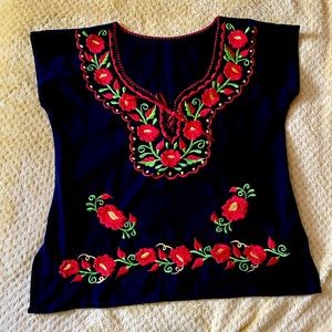 COPY - Black & Red Mexican Embroidered Blouse